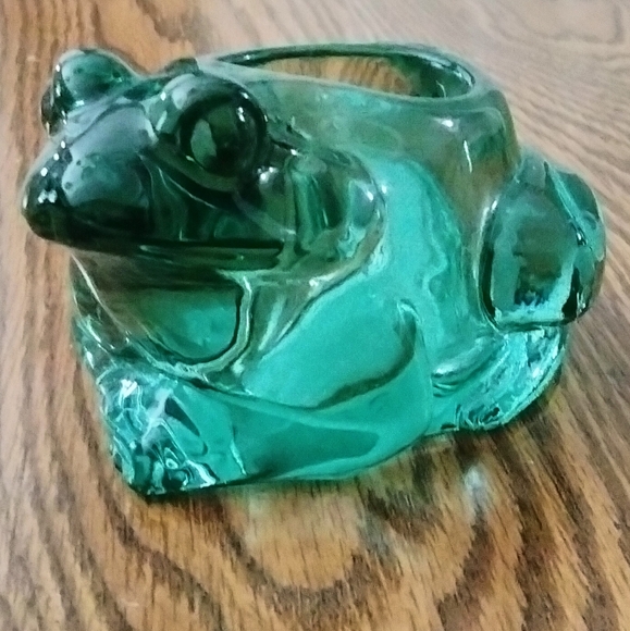 Indiana Glass Green Frog Candle Holder - Picture 3 of 9